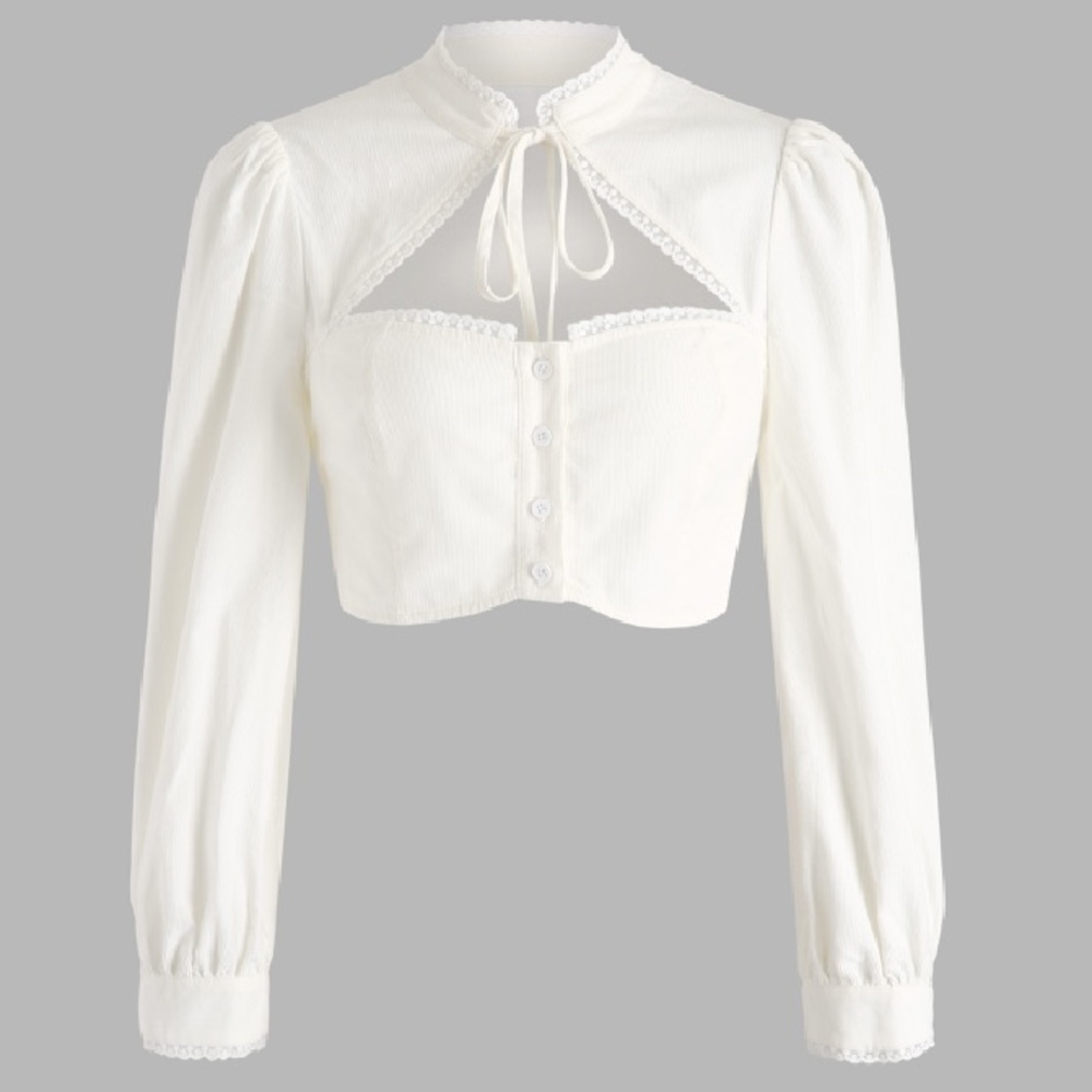 Cider Cream Button-Up Crop Top